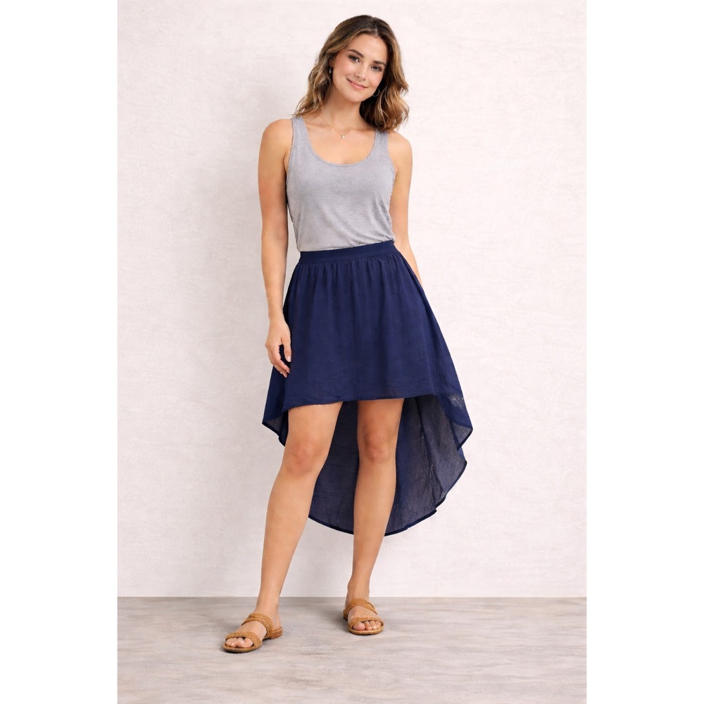 Converse One Star Skirt Womens Large Blue Chiffon High Low A-Line Midi Lined